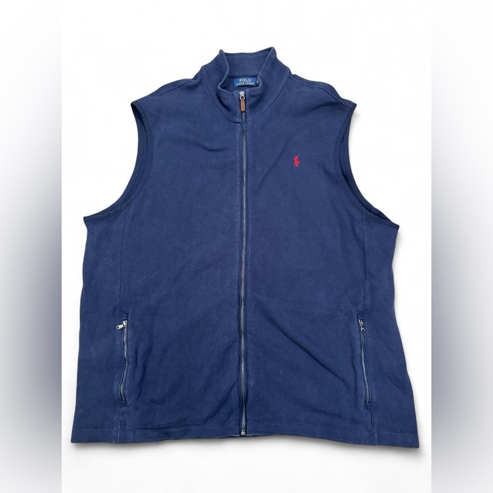 Polo Ralph Lauren Men’s Navy Blue Cotton Full Zip Vest Jacket Size XXL